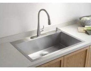 KOHLER Vault 33" Single Bowl 18 Gauge Stainless Steel Kitchen Sink with Single Faucet Hole K-3821-1-NA Drop-in